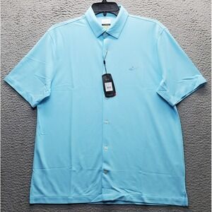 Greg Norman Golf Performance Button Up Polo Mens Large Blue Play Dry G7F23XLK401